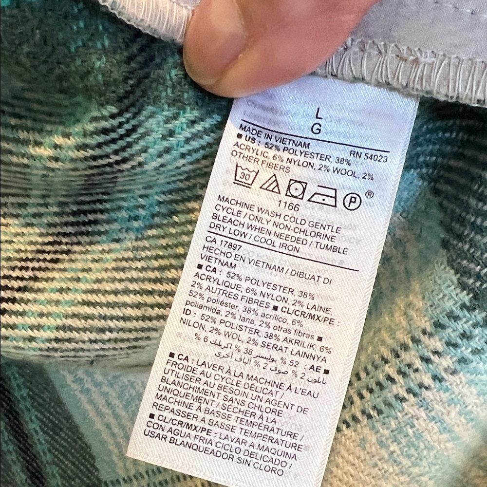 Old Navy Teal and Cream Plaid Shirt Jacket - Picture 3 of 4